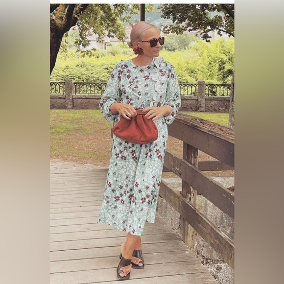 ZARA WOMAN MIDI FLORAL DRESS WITH RUFFLES SIZE L Bloggers Fav - Picture 12 of 13